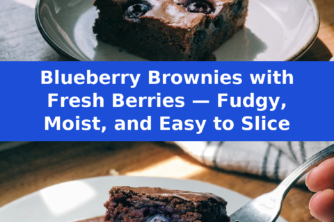 Blueberry Brownies with Fresh Berries — Fudgy, Moist, and Easy to Slice Pinterest recipe pin