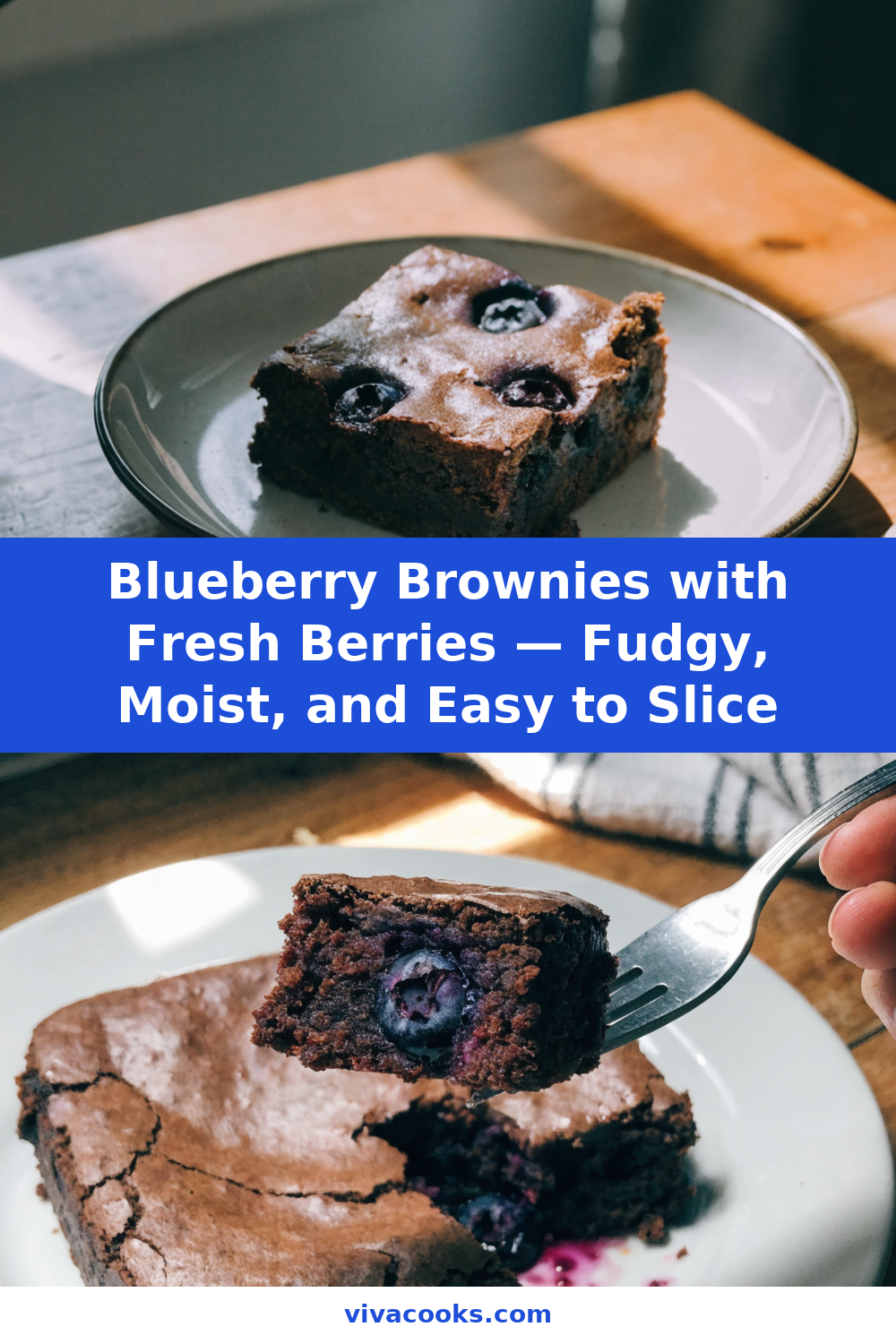 Blueberry Brownies with Fresh Blueberry Pockets